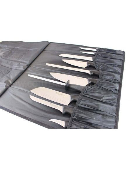 Valigetta portacoltelli EVO con 9 coltelli da chef + acciaino 3 Claveles