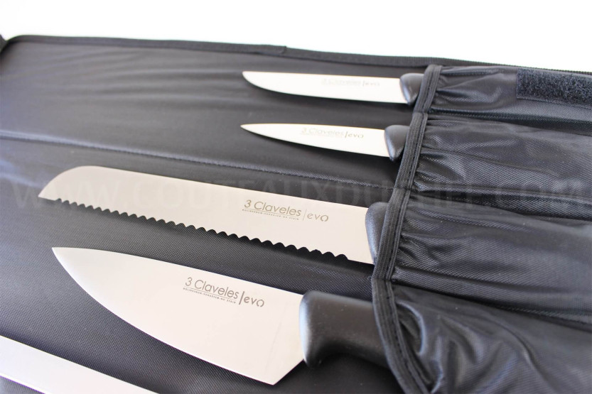 EVO knivveske med 9 kokkekniver + slipestål 3 Claveles