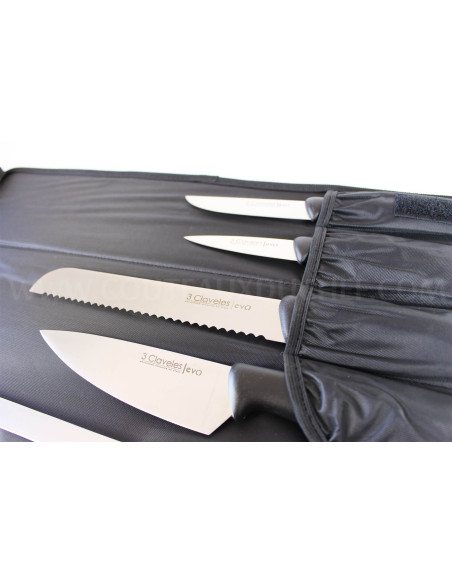 Estojo de facas EVO com 9 facas para chefs + aço de afiar 3 Claveles
