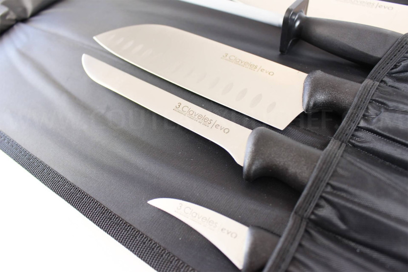 EVO-knivkuffert med 9 knive til kokke + slibestål 3 Claveles