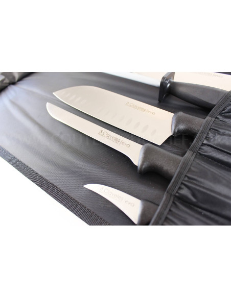 Valigetta portacoltelli EVO con 9 coltelli da chef + acciaino 3 Claveles