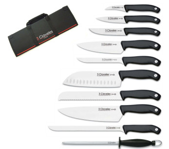 Estojo de facas EVO com 9 facas para chefs + aço de afiar 3 Claveles
