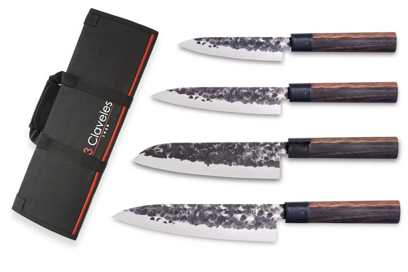 Kochkoffer 4 handgeschmiedete Messer 3 Claveles Osaka