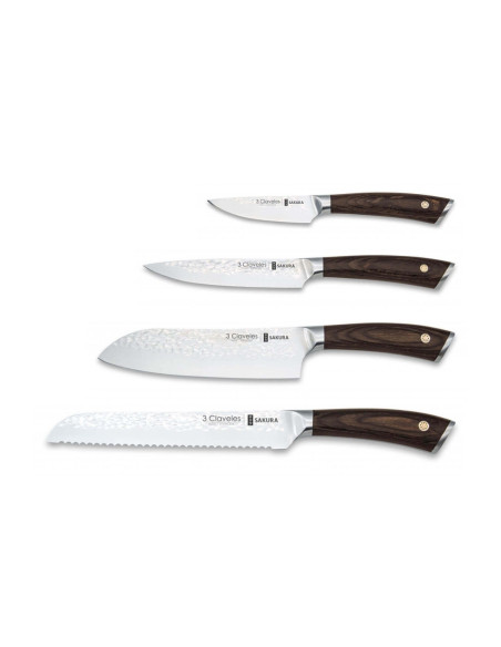 Conjunto de 4 facas de cozinha Sakura 3 Claveles