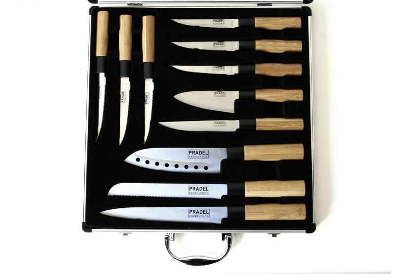 Sett med 11 Pradel Excellence-kniver i japansk stil