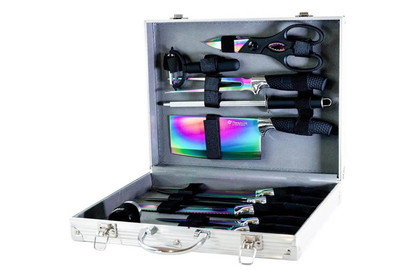 12-delige koffer Pradel Excellence titanium gecoate messen