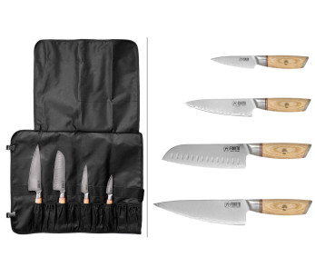 Conjunto de 4 facas de cozinha Fukito Pakka San Mai