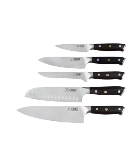 Set van 5 Fukito Ebbenhout X50 keukenmessen