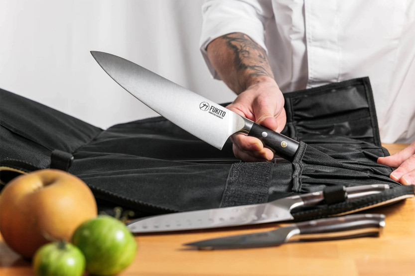 Sett med 5 Fukito Ebony X50 kjøkkenkniver