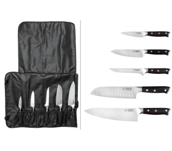 Conjunto de 5 facas de cozinha Fukito Ebony X50