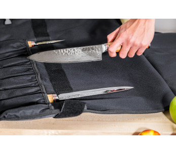 Juego de 5 cuchillos de cocina Wusaki Damasco 10Cr mango de madera de olivo 2