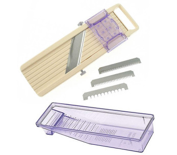 Benriner professionele Japanse keukenmandoline 3 messen 6,5cm + drukker en kom 2