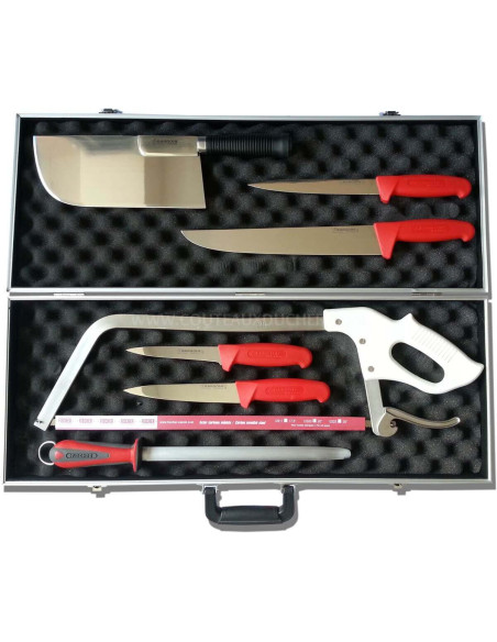Sett med 7 profesjonelle BARGOIN-kniver for slaktere