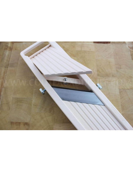 Professionelle japanische Küchenmandoline Benriner 3 Klingen 6.5cm Korridor + Drücker und Behälter