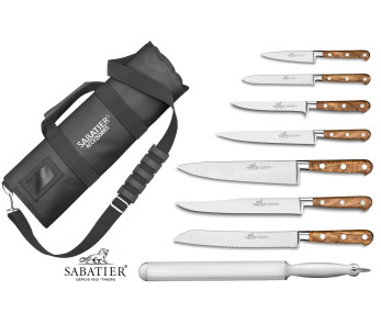 Sabatier Provençao kockväska 7 fransktillverkade knivar + 1 pistol
