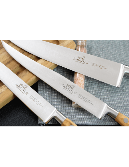 Maletín de cocinero Sabatier Provençao 7 cuchillos de fabricación francesa + 1 pistola
