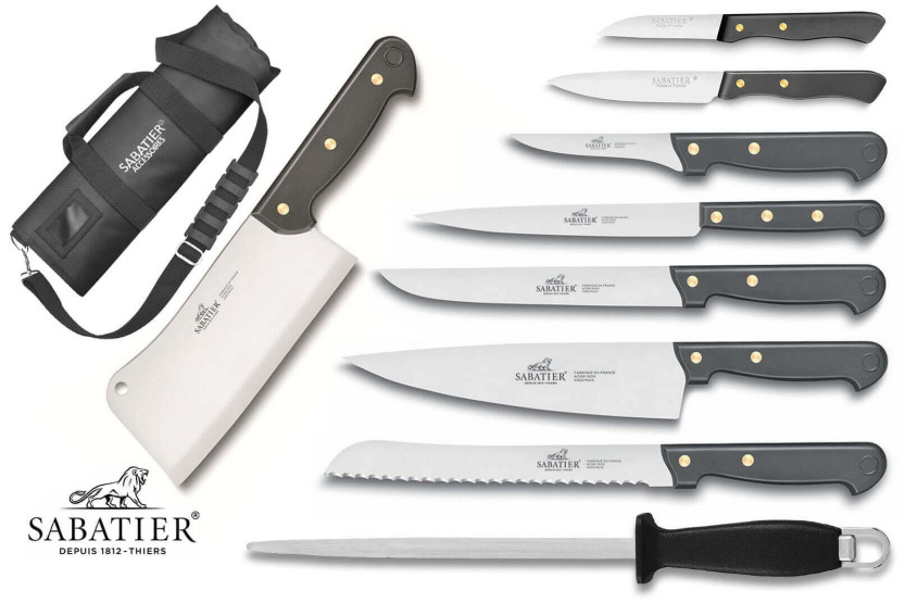 Sabatier Cuisine d'aujourd'hui case 8 French-made knives + 1 gun