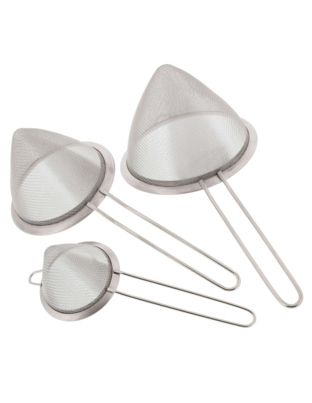 Sett med 3 Pradel Excellence siler i rustfritt stål med diameter 8-12-16 cm