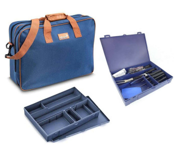 Urban Case DEGLON custodia da cucina blu con 30 coltelli e accessori