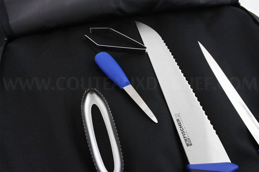 Estuche de pescadero Fischer Bargoin 6 cuchillos y utensilios