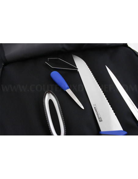 Fischer Bargoin fishmonger's case 6 knives and utensils