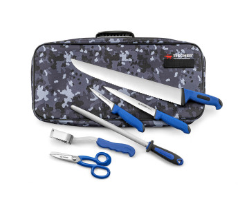 Valigetta da pescivendolo Fischer con 6 coltelli e accessori