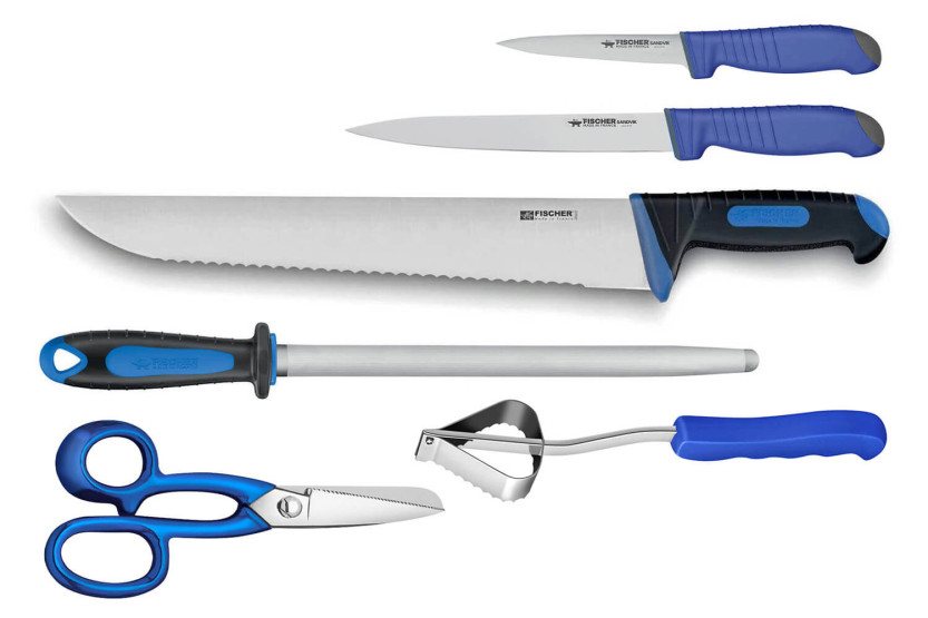 Fischer fishmonger 's case 6 knives and accessories