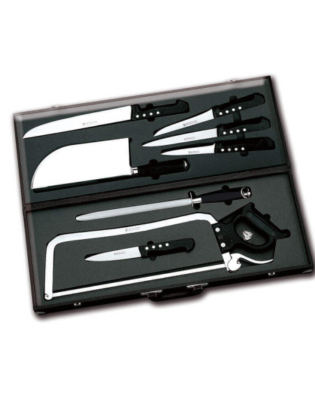 Au Nain 9-knife butcher's case and accessories 3 rivets