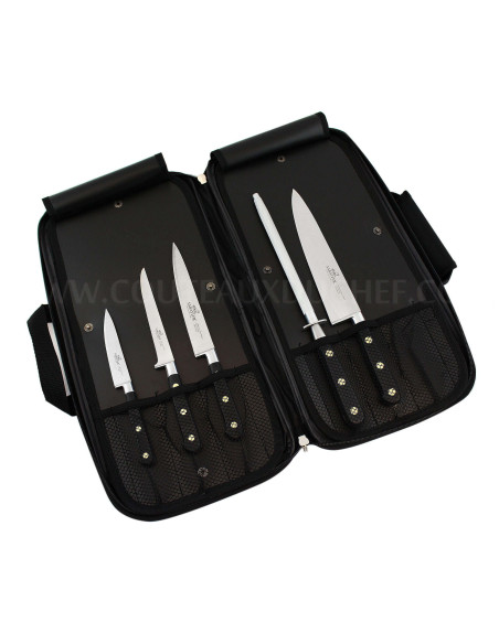 Estuche exclusivo 4 cuchillos + 1 chaira Sabatier Chef Producción francesa