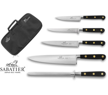 Kotelo, jossa 4 veistä + 1 teroitusterä Sabatier Chef ranskalainen tuotanto