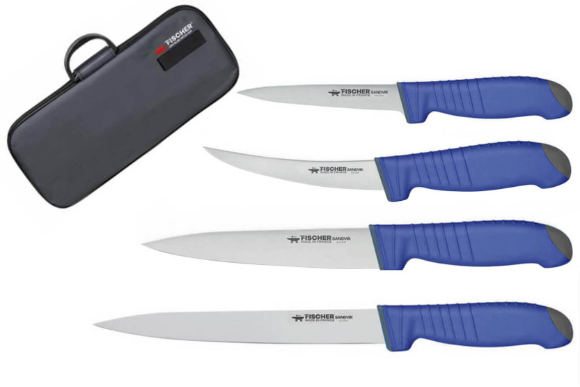 Maletín de carnicero con 4 cuchillos FISCHER SWE-STEEL de acero Sandvik