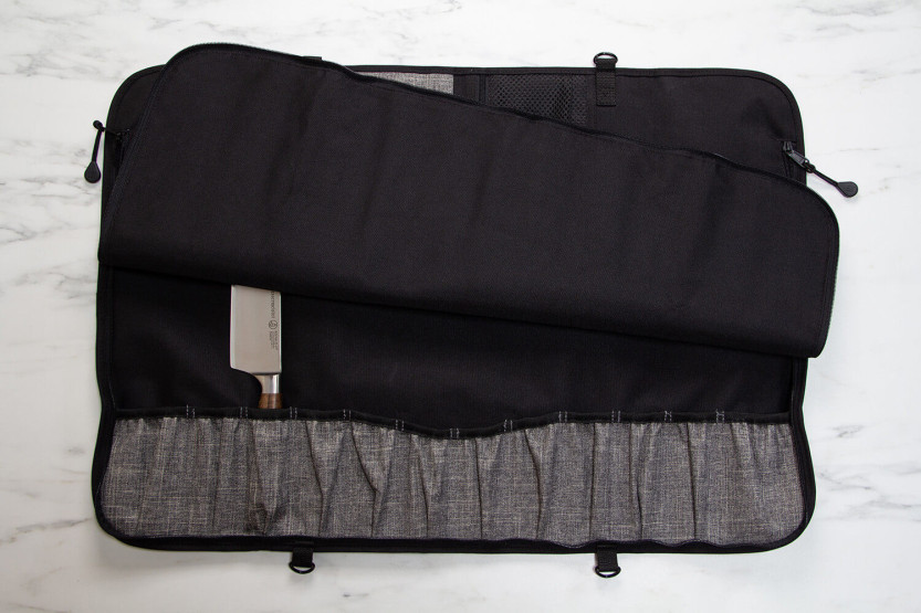 Schwarze leere Messermeister Preservation Tasche mit 12 Fächern aus recyceltem Kunststoff
