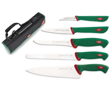 Mjukt fodral med 5 Sanelli Premana professionella knivar
