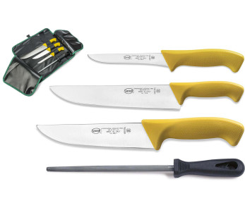 Kit de talhante profissional com 3 facas + 1 pistola Sanelli Skin