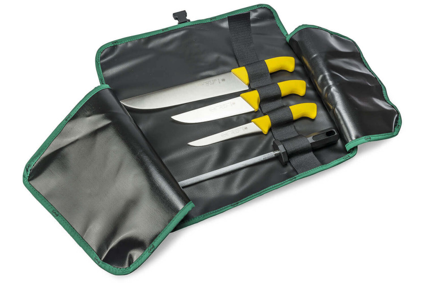 Professional butcher kit 3 knives + 1 rifle Sanelli Skin