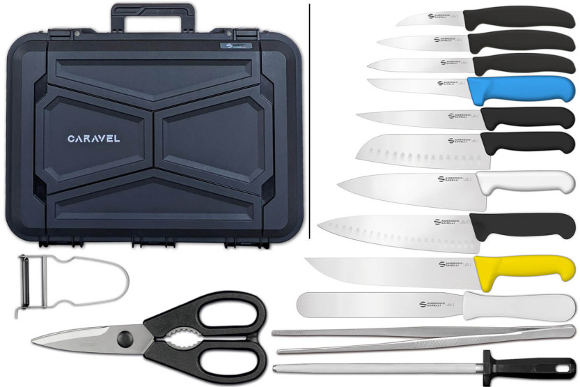 Ambrogio Sanelli Caravel Compact knife case 9 Supra knives + 5 accessories