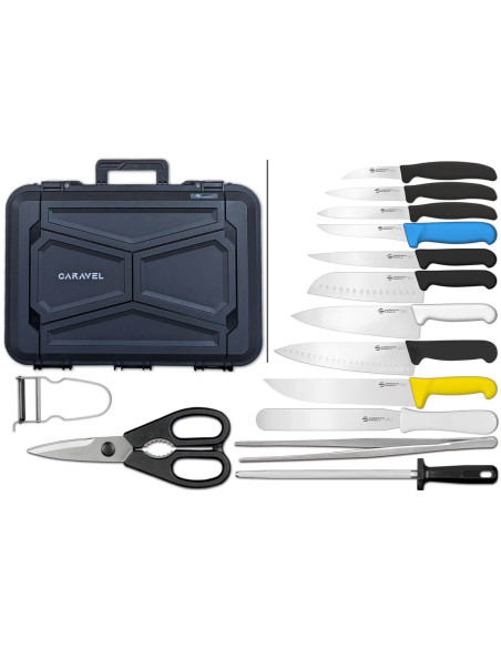 Estojo para facas Ambrogio Sanelli Caravel Compact 9 facas Supra + 5 acessórios