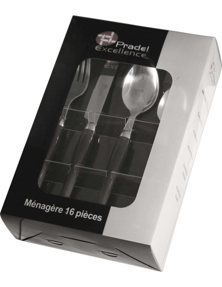 Pradel Excellence Jakarta 16 Conjunto de talheres peças, preto