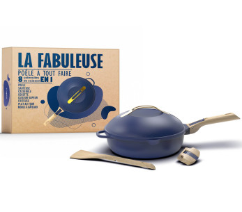 Cookut La Fabuleuse 8-in-1 koekenpan met antiaanbaklaag blauw