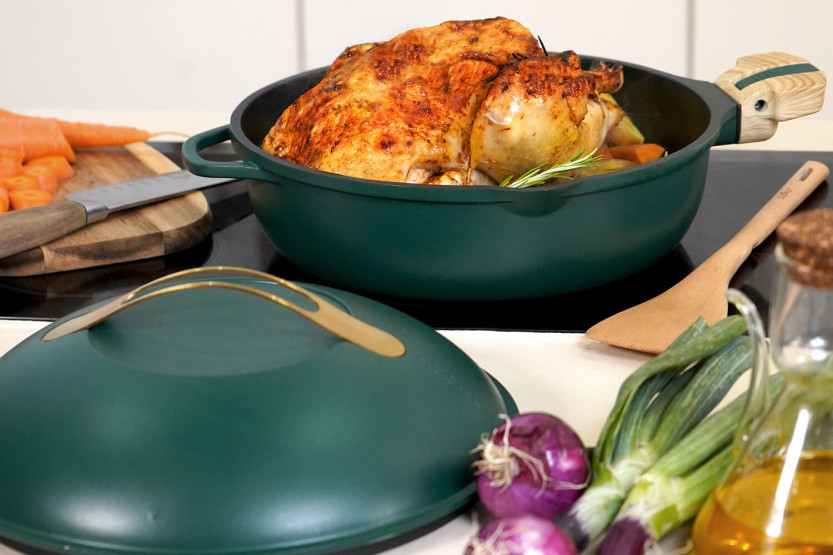 Cookut non-stick stekepanne La Fabuleuse 8-i-1 diameter 28 cm baldakin