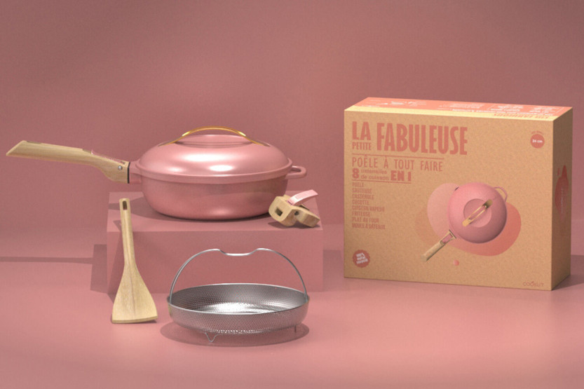 Sartén antiadherente Cookut La Fabuleuse 8 en 1 peonía