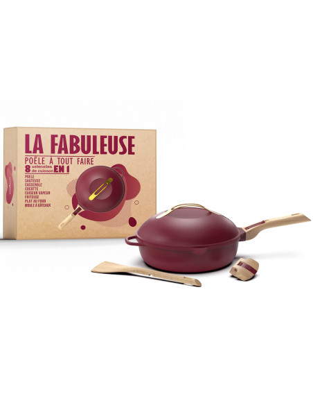 Sartén antiadherente Cookut La Fabuleuse 8 en 1 diámetro 28cm rubí
