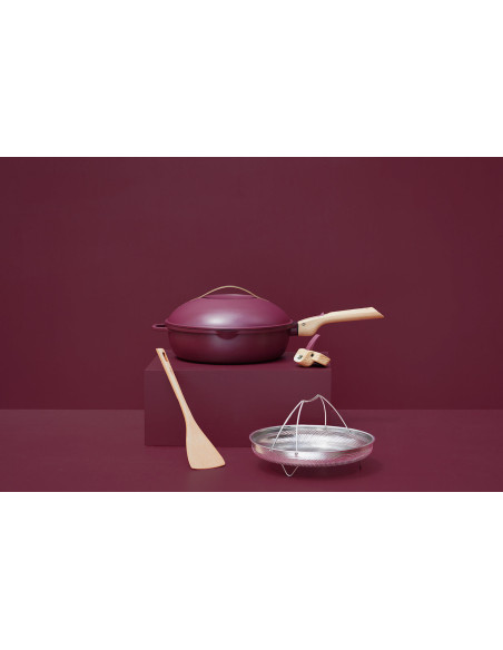 Cookut tarttumaton paistinpannu La Fabuleuse 8-in-1 halkaisija 28cm rubiini