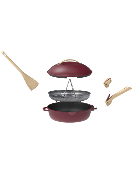 Cookut tarttumaton paistinpannu La Fabuleuse 8-in-1 halkaisija 28cm rubiini