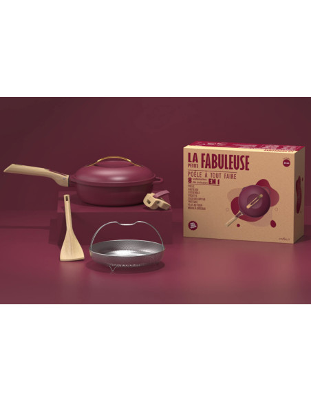 Cookut La Fabuleuse 8-in-1 rubiininpunainen tarttumaton paistinpannu