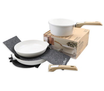 L'Incroyable Kit Cookut 2 stekpannor och 1 kastrull med avtagbart handtag - fleece