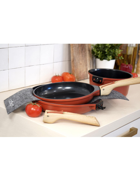 L'Incroyable Kit Cookut 2 frying pans and 1 saucepan with removable handle - passion