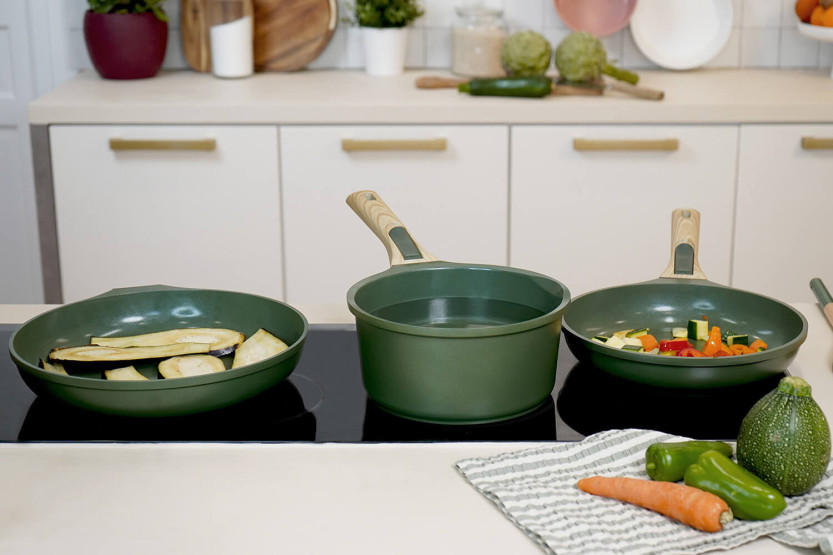 L'Incroyable Kit Cookut 2 stegepander og 1 gryde med aftageligt håndtag - bregne
