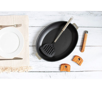 Cristel Mutine Avtagbar Exceliss non-stick oval stekpanna i rostfritt stål 35cm 2
