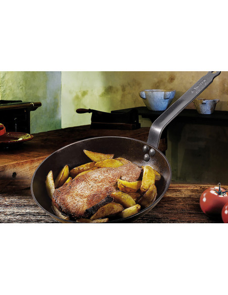 De Buyer Minéral B Element padella rotonda in ferro per grigliare 26 cm